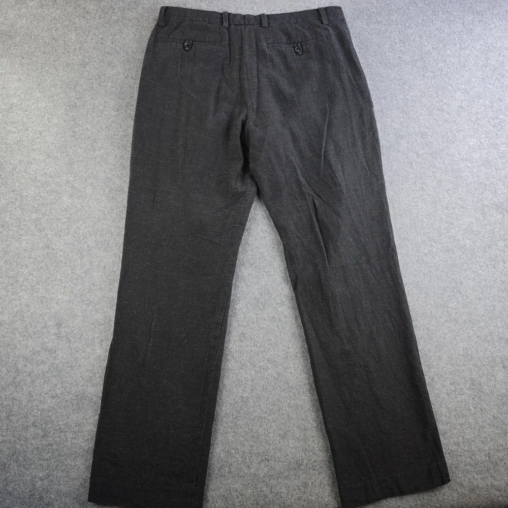 Banana Republic Dress Pants Men's 32x32 Gray Linen Blend Tailored Fit Flat Front